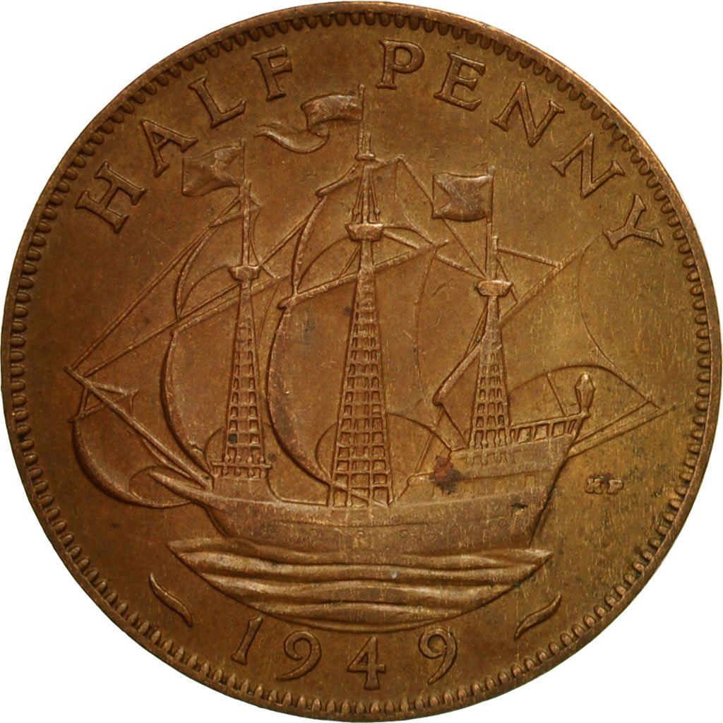 United Kingdom | 1/2 Penny Coin | George VI | KM:868 | 1949 - 1952