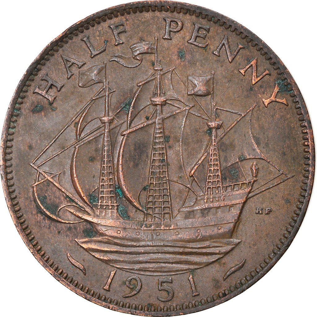 United Kingdom | 1/2 Penny Coin | George VI | KM:868 | 1949 - 1952