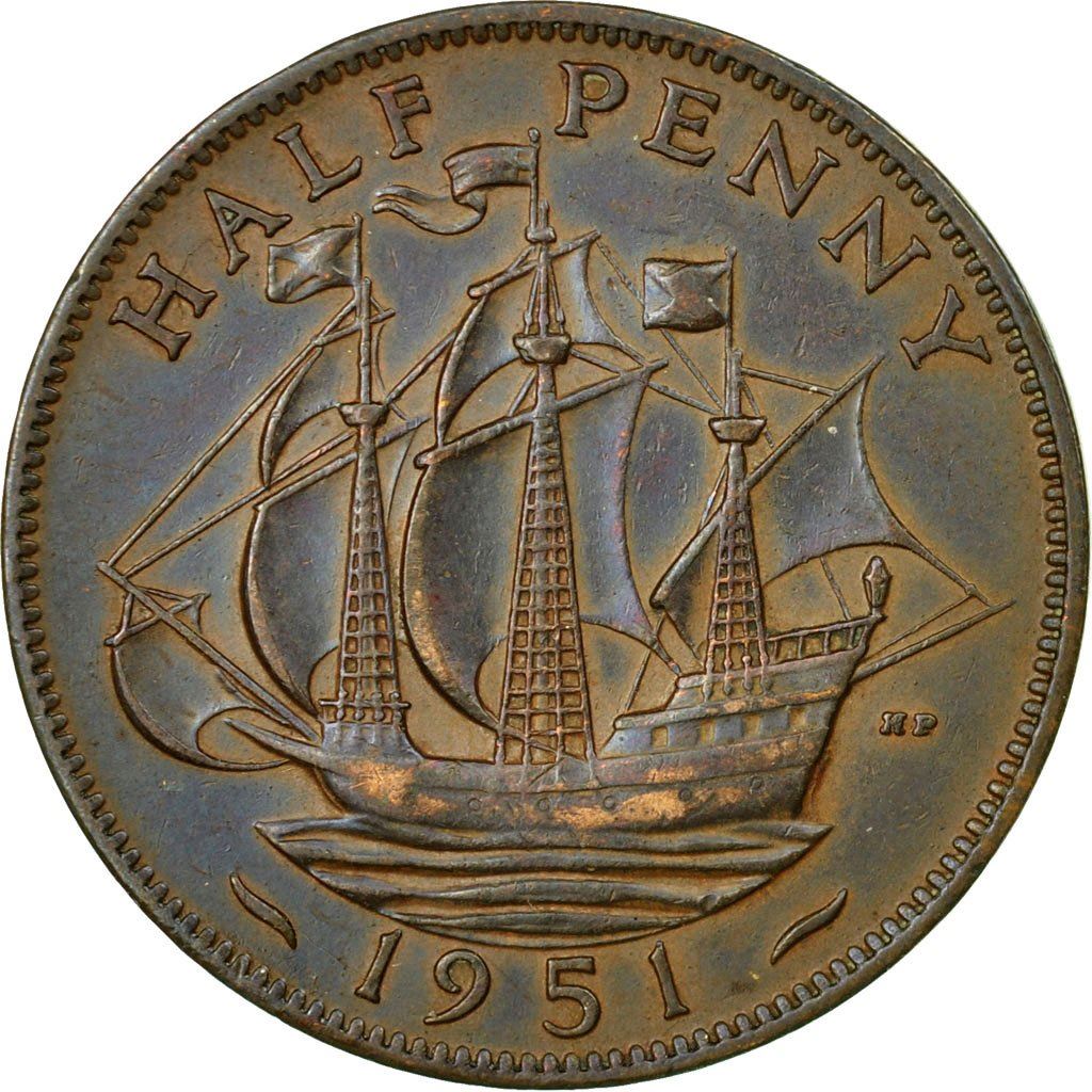United Kingdom | 1/2 Penny Coin | George VI | KM:868 | 1949 - 1952