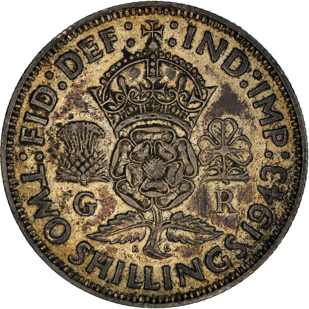 United Kingdom | 2 Shillings Coin | George VI | KM:855 | 1937 - 1946