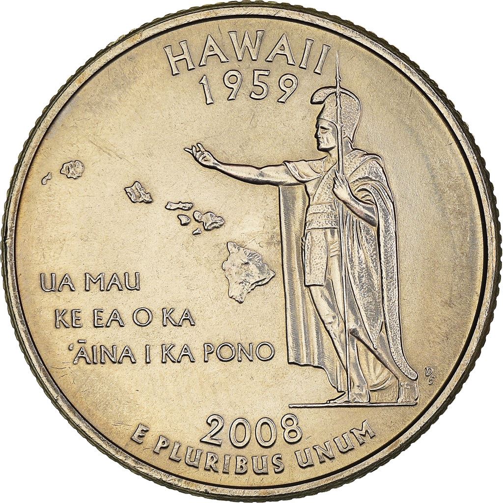 United States Coin American ¼ Dollar | George Washington | Hawaii | Hawaii | King Kamehameha I | KM425 | 2008