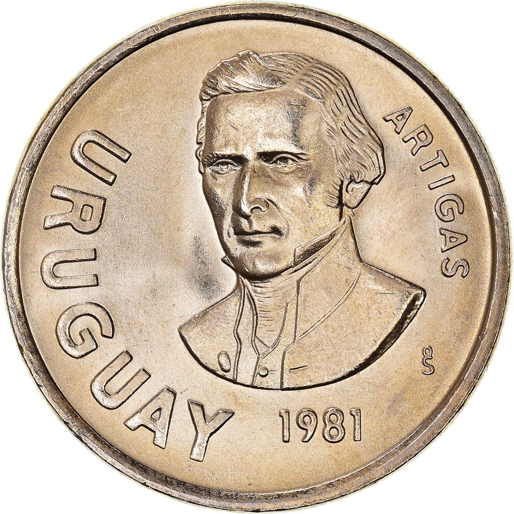 Uruguay Coin Uruguayan 10 Nuevos Pesos | Erythrina cristagalli Coral | Jose Gervasio Artigas | KM79 | 1981