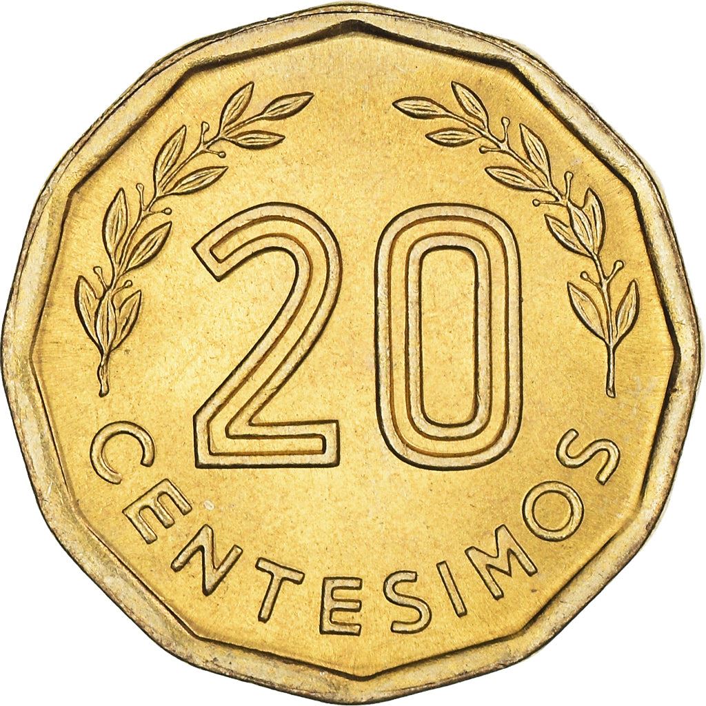 Uruguay Coin Uruguayan 20 Centésimos | Montevideo Hill Fortress | Olive Sprig | KM67 | 1976 - 1981