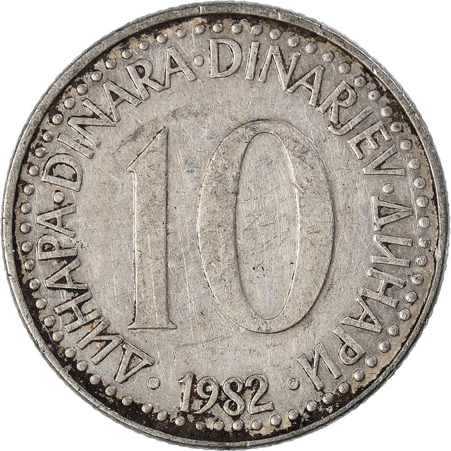 Moeda de 10 Dinar da Jugoslávia | Chama | Estrela | KM89 | 1982 - 1988