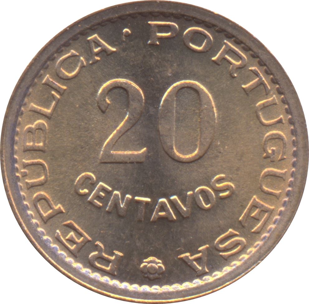 Mozambique | 20 Centavos Coin | Bundle of Arrows | Km:88 | 1973 - 1974