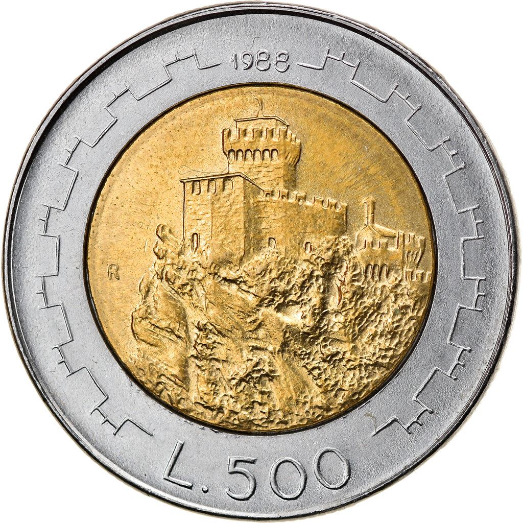 San Marino | 500 Lire Coin | Second tower | Km:226 | 1988