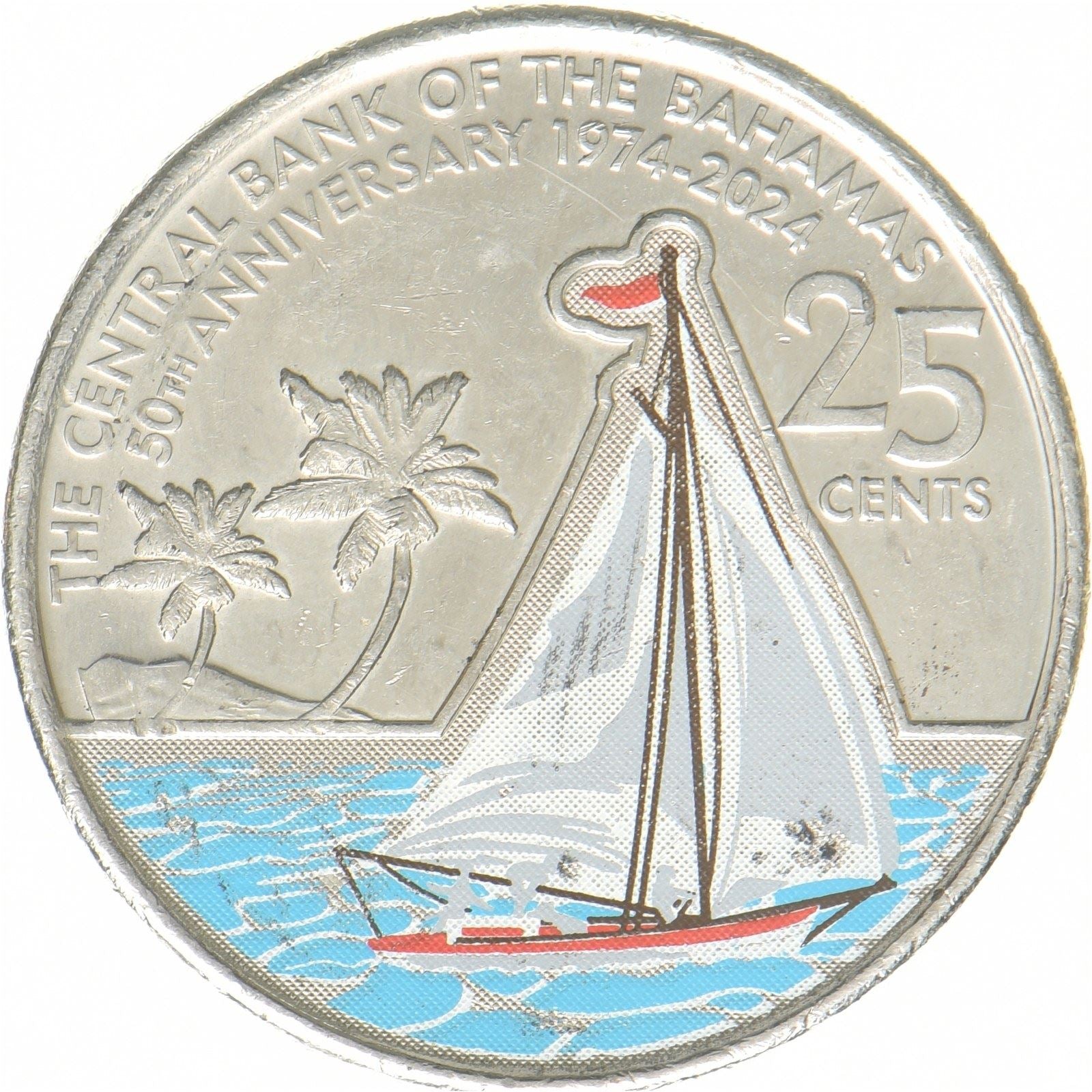 バハマ | 25セント硬貨 | 中央銀行 | ニッケルめっき鋼 | KM:251 | 2024