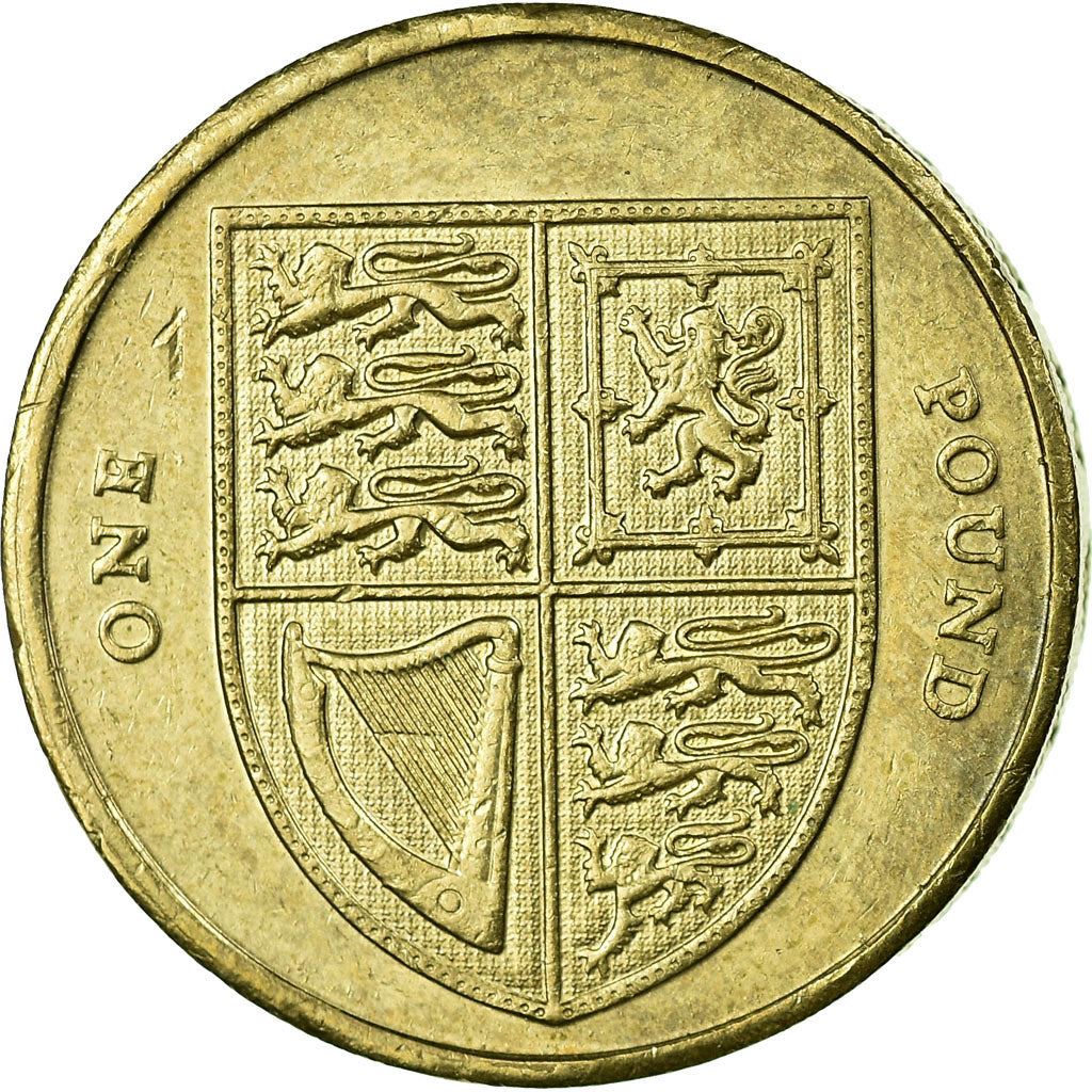 United Kingdom Coin 1 Pound | Elizabeth II 4th portrait | Royal Shield | 2008 - 2015