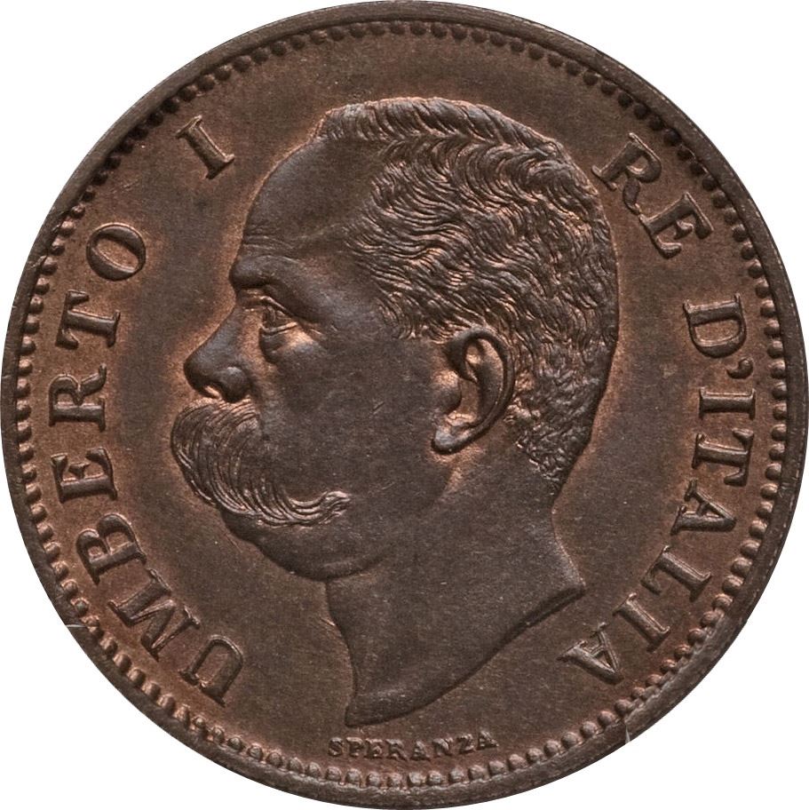 Italy 5 Centesimi Coin | Umberto I | Branch | Oak Laurel | Star | KM31 | 1895 - 1900