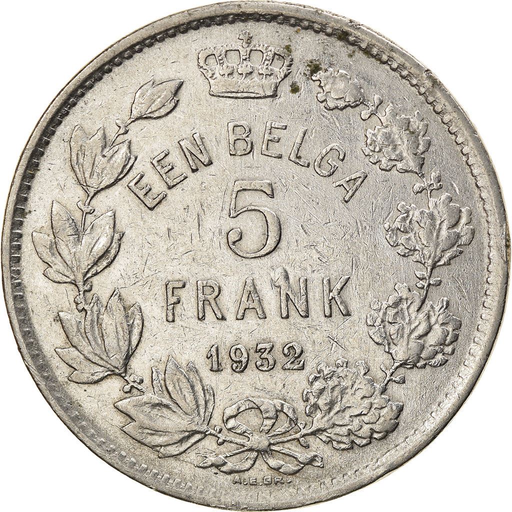 Belgian 1 Belga / 5 Francs Coin | Albert I Belgie | Star | Olive | KM98 | 1930 - 1933