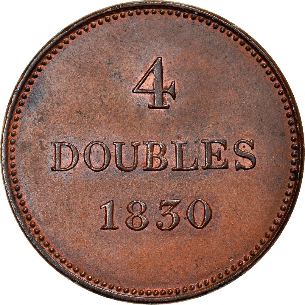 Guernsey 4 Doubles Coin | National arms | KM2 | 1830 - 1858