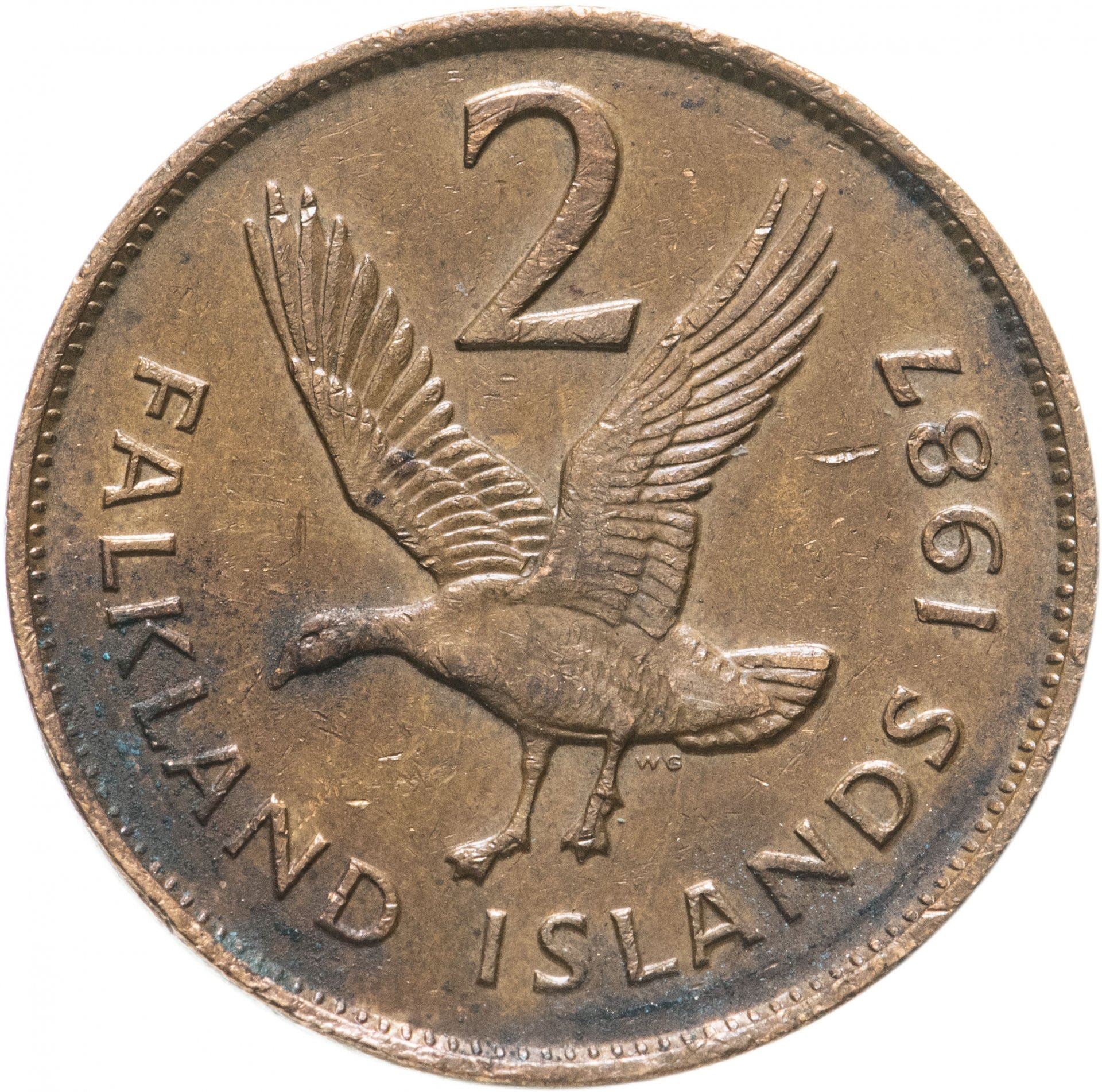 Falkland Islands | 2 Pence Coin | Magellan Goose | Km:3 | 1974 - 1992
