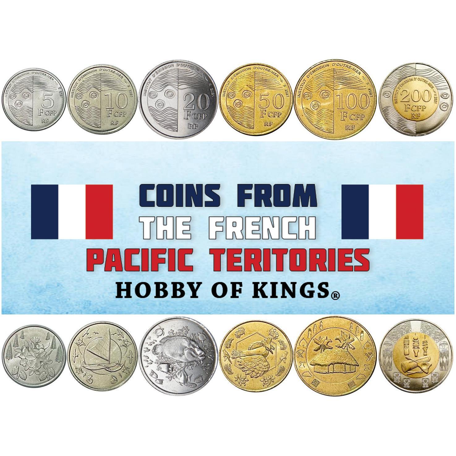 French Pacific Territories | 6 Coin Set | 5 10 20 50 100 200 Francs CFP | 2021 - 2022