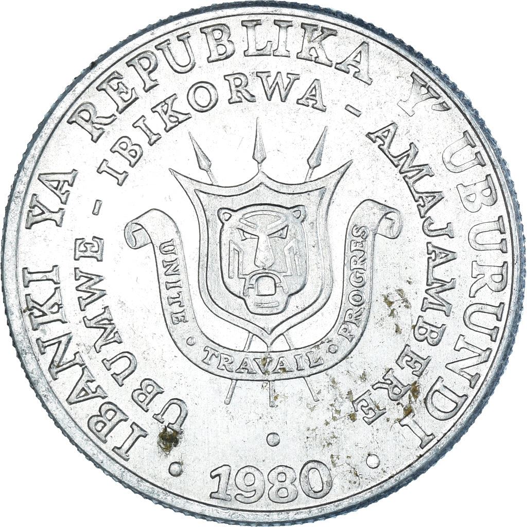 Burundi | 5 Francs Coin | Coat of arms | Km:20 | 1976 - 2013