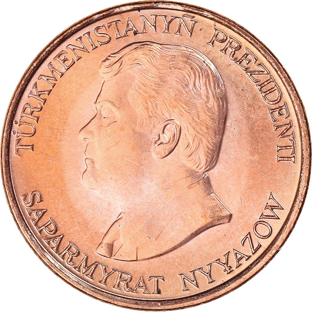 Turkmenistan | 5 Tenne Coin | President Niyazov | Wreath | Km:2 | 1993
