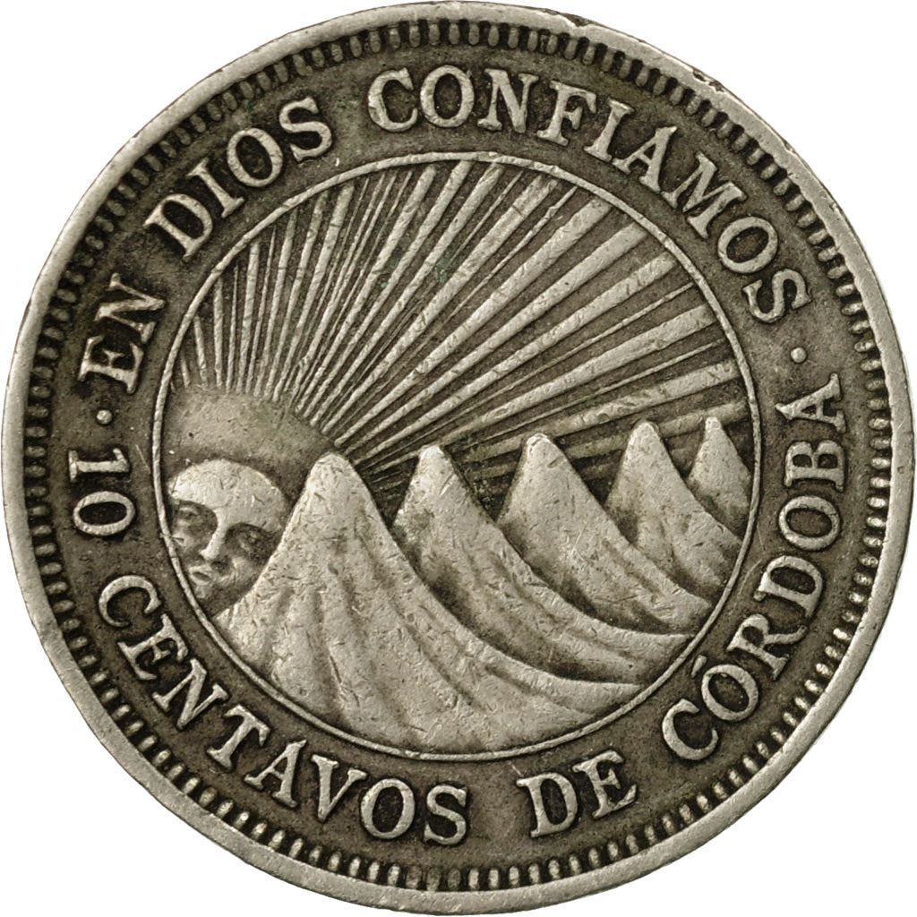 Nicaragua | 10 Centavos Coin | Explorer | Sun | Volcanos | Km:17.2 | 1962 - 1965