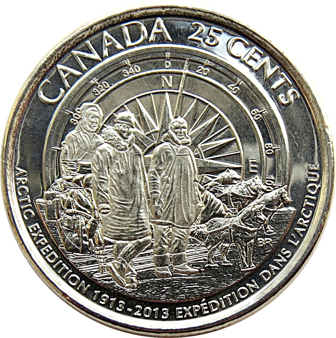 Canada | 25 Cents Coin | Arctic Expedition | Nickel plated copper | KM:1547 | 2013