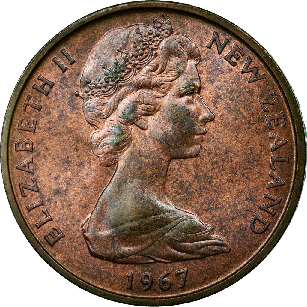 New Zealander 2 Cents Coin | Queen Elizabeth II | Kowhai Flowers | KM32 | 1967 - 1985
