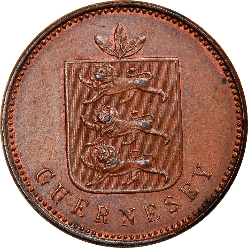 Guernsey 4 Doubles Coin | National arms | KM2 | 1830 - 1858