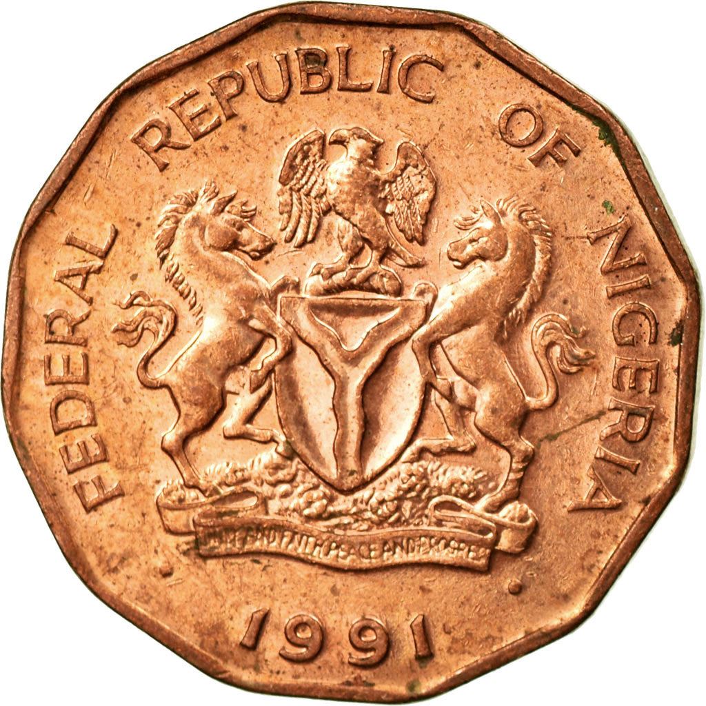 Nigeria | 10 Kobo Coin | Oil palms | Km:12 | 1991