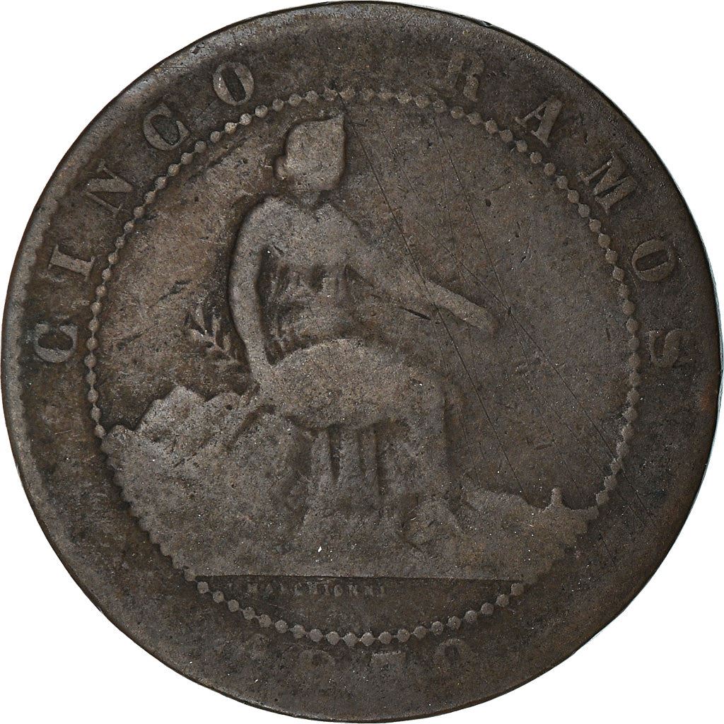 Spain 5 Centimos Coin | Provisional Government | KM662 | 1870