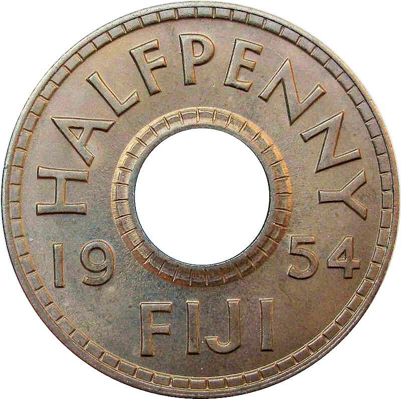 Fiji | 1/2 Penny Coin | Crown | Km:20 | 1954