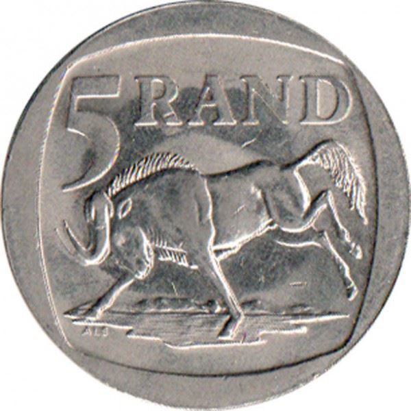 South Africa | 5 Rand Coin | Animals | Wildebeest | Gnu | Km:166 | 1996 - 2000