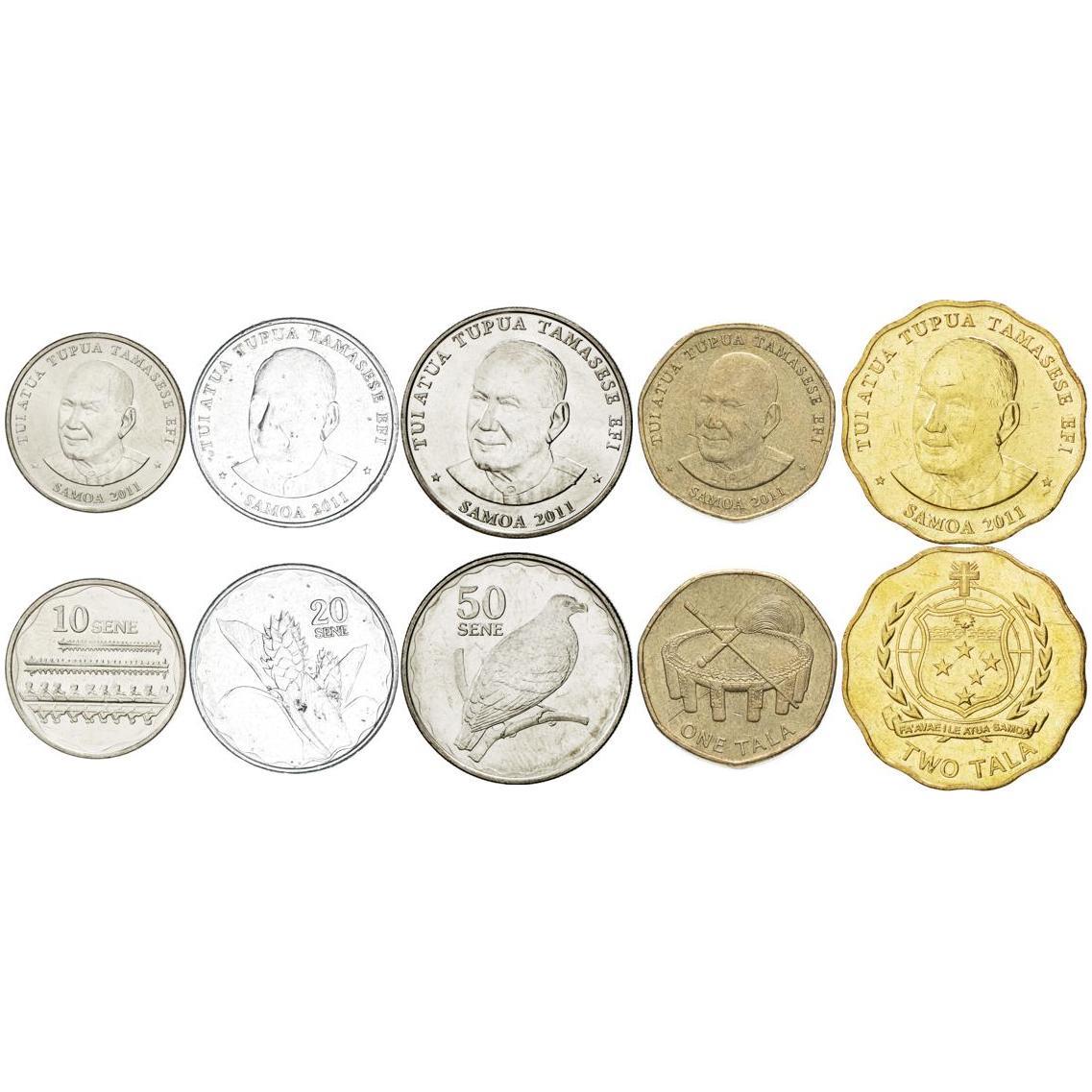 Samoa | 5 Coin Set | 10 20 50 Sene 1 2 Tala | 2011 - 2015