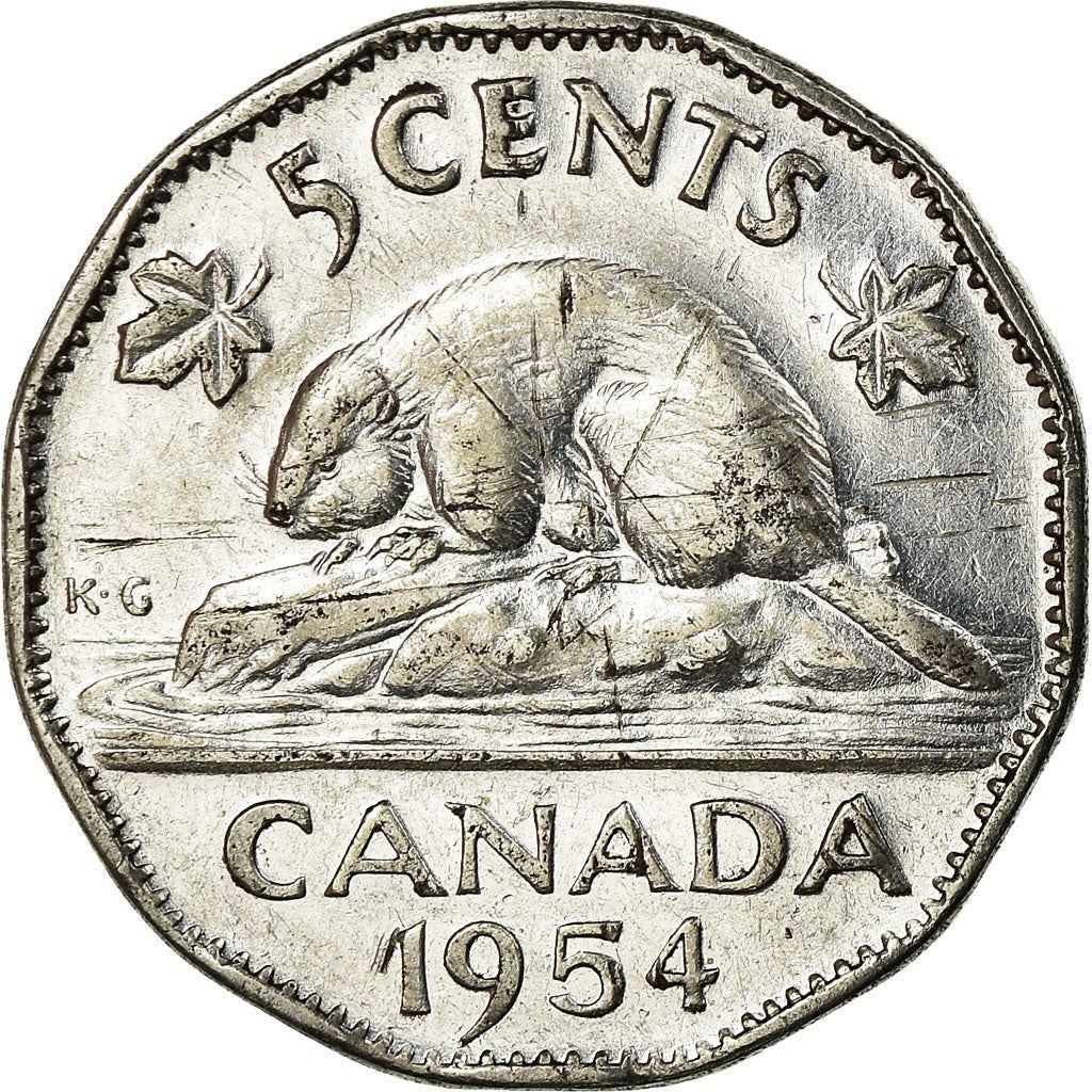 Canada | 5 Cents Coin | Chromium plated steel | 1st portrait | KM:50 | 1953-1954