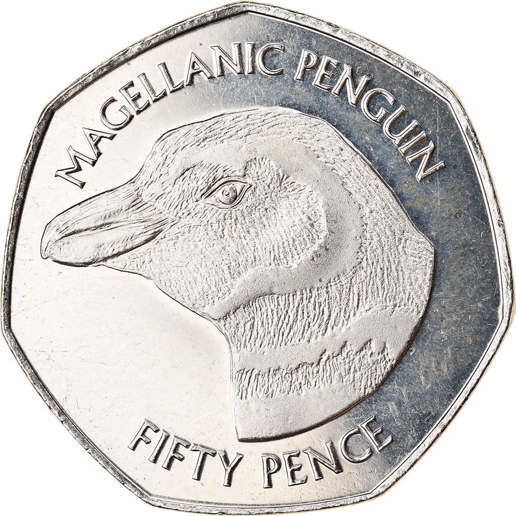 Falklandsöarna | 50 Pence Mynt | Magellanspingvin | Km:196.1 | 2018 - 2021