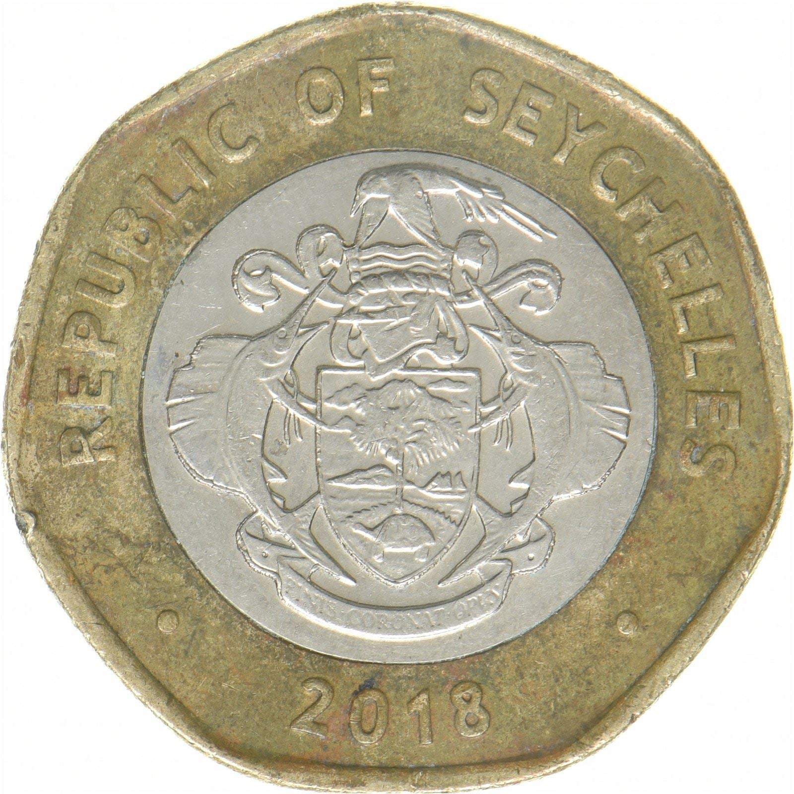 Seychelles | 10 Rupees Coin | Aldabra Giant Tortoise | Bimetallic | KM:182a | 2018