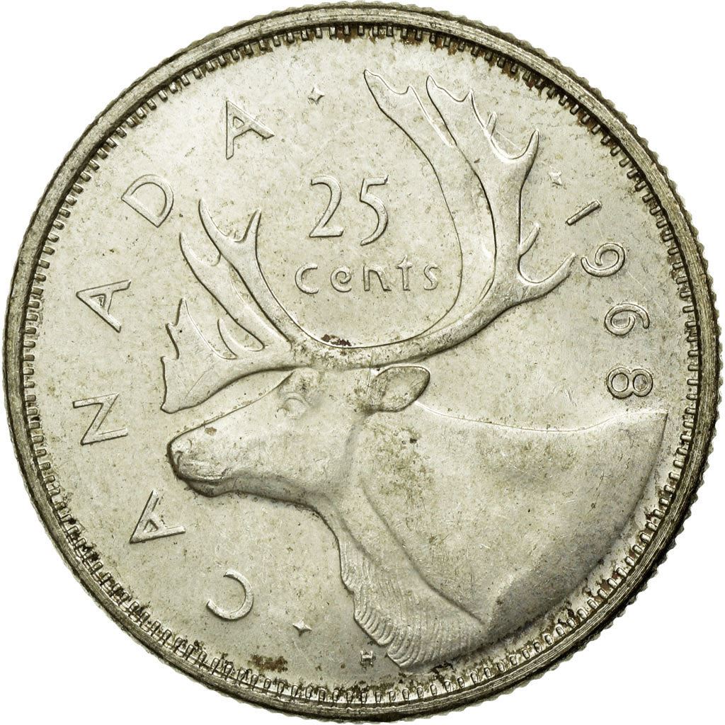 Canada | 25 cent mønt | Sølv | 2. portræt | KM:62a | 1968