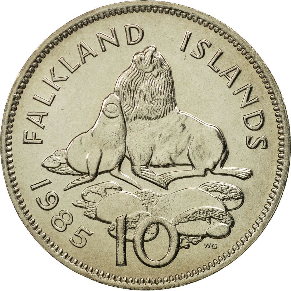 Falkland Islands | 10 Pence Coin | Seals | Km:5.1 | 1974 - 1992