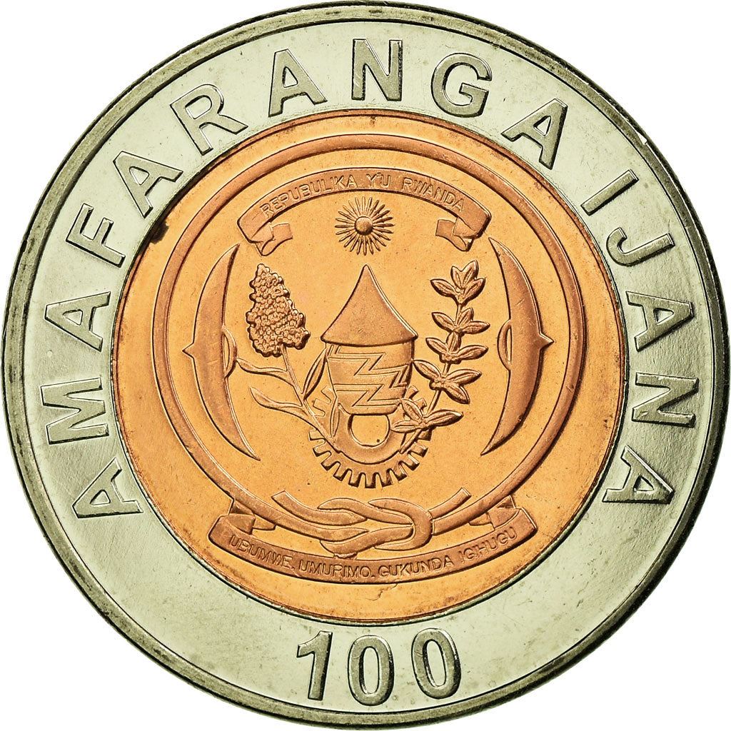 Rwanda | 100 Amafaranga Coin | Sorghum | Coffee Plant | Basket | Km:32 | 2007