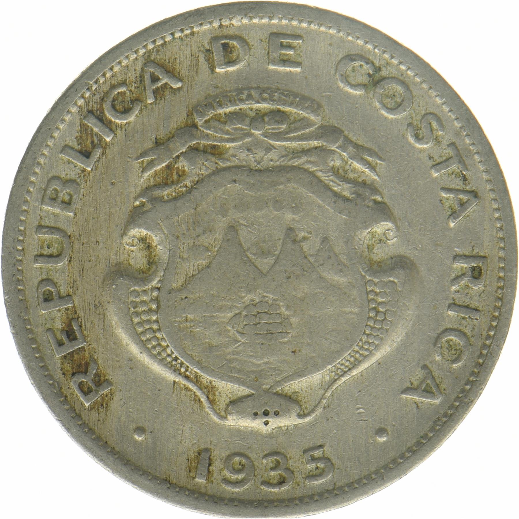 Costa Rica | 25 Centimos Coin | Coat of arms | KM:171 | 1935