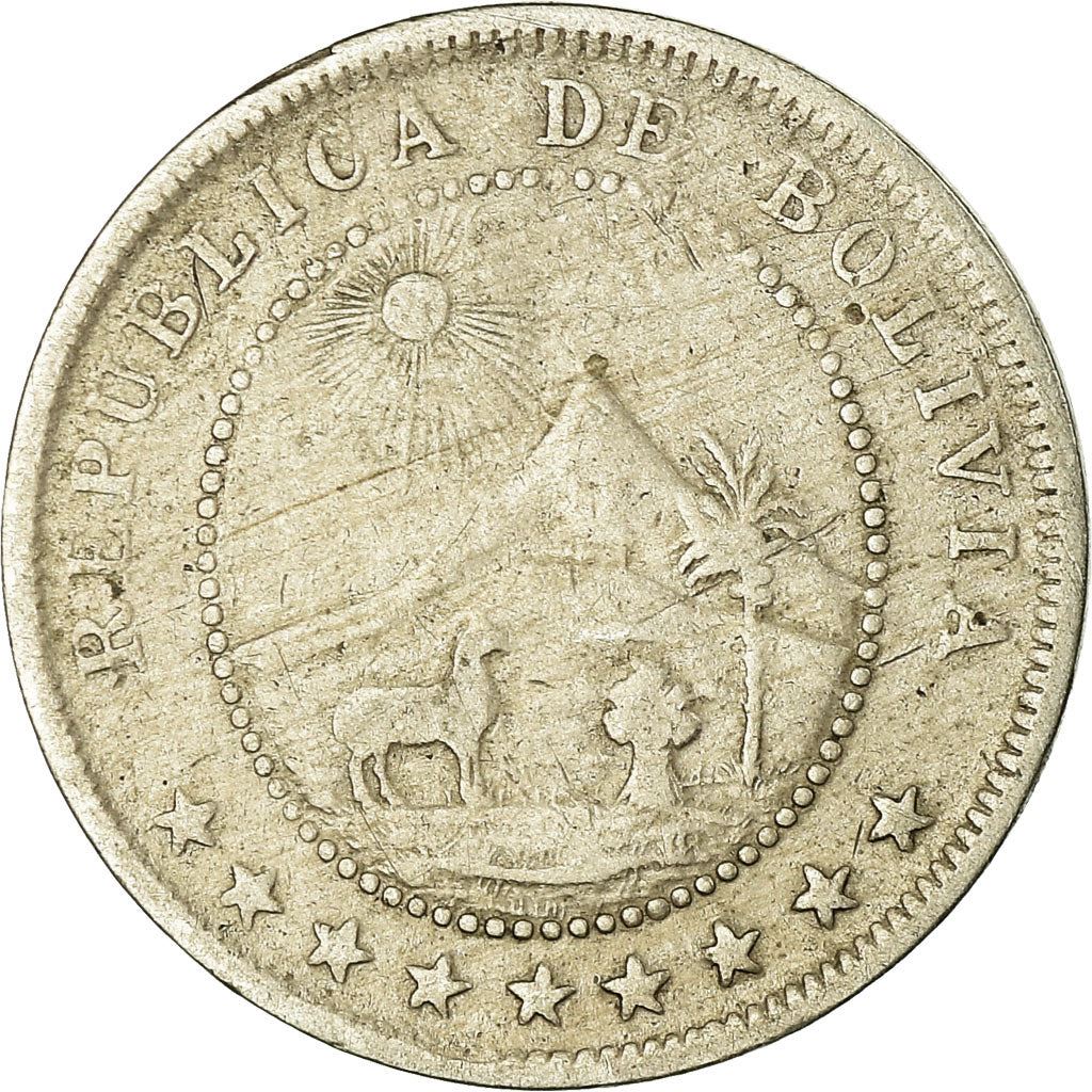 Bolivia | 5 centavos-mønt | Hermesstav | Kobber-nikkel | KM:173 | 1893-1919