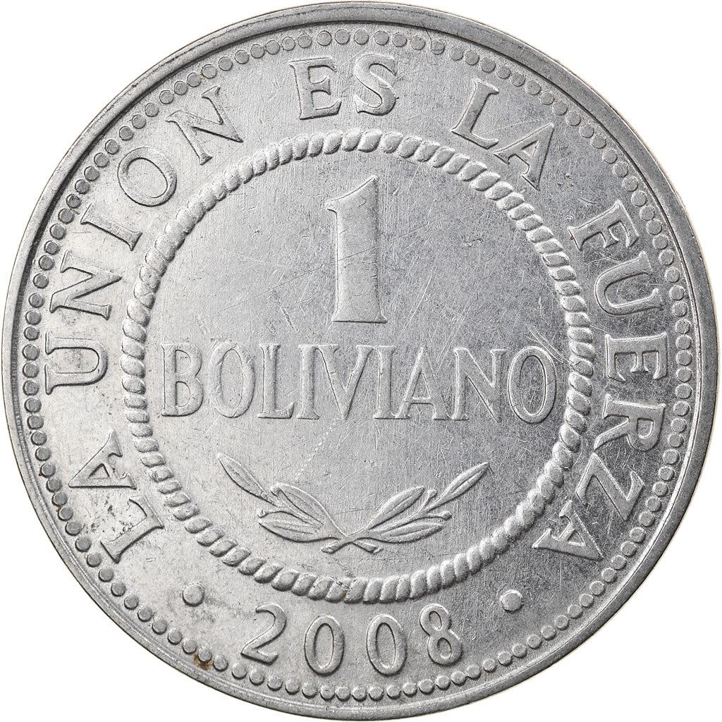 Bolivia | 1 Boliviano Coin | Stainless steel | Coat of Arms | KM:205 | 1987-2008