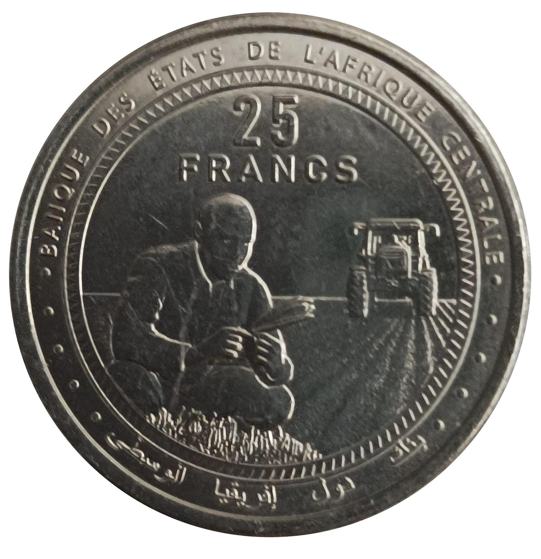 Central African States | 25 Francs Cfa Coin | Farmer | Tractor | 2024