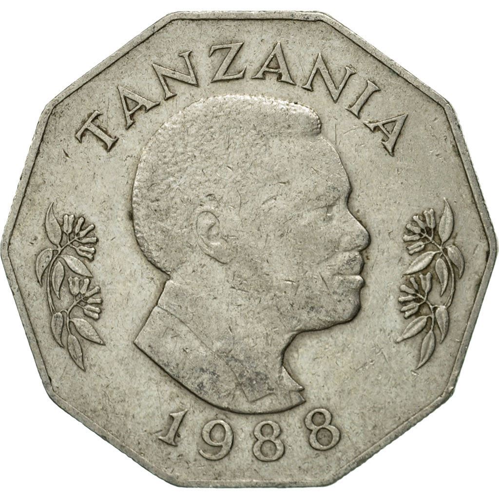 Tanzania | 5 Shilingi Coin | Bananas | Maize | Cattle | Grains | Km:23 | 1987 - 1989