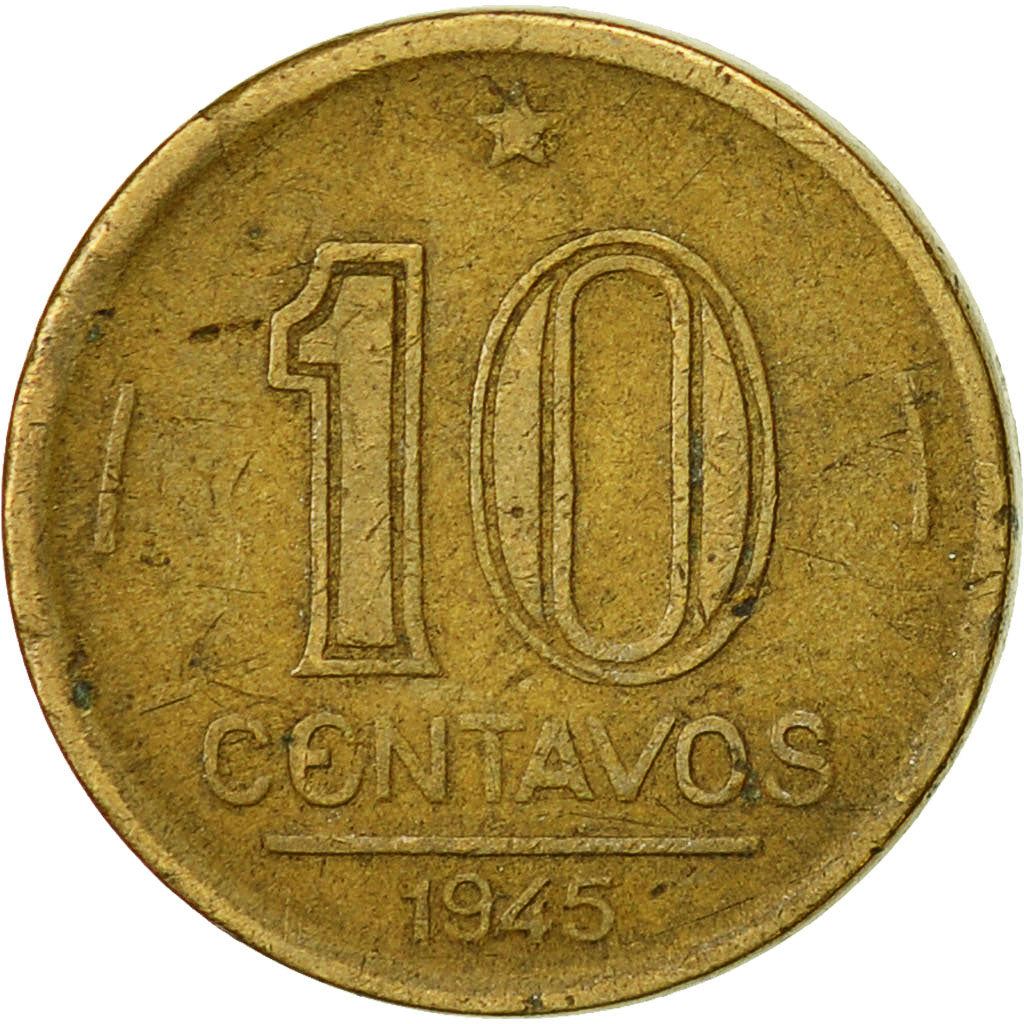 Brazil | 10 Centavos Coin | Getúlio Dornelles Vargas | Km:555A.1 | 1943 - 1947
