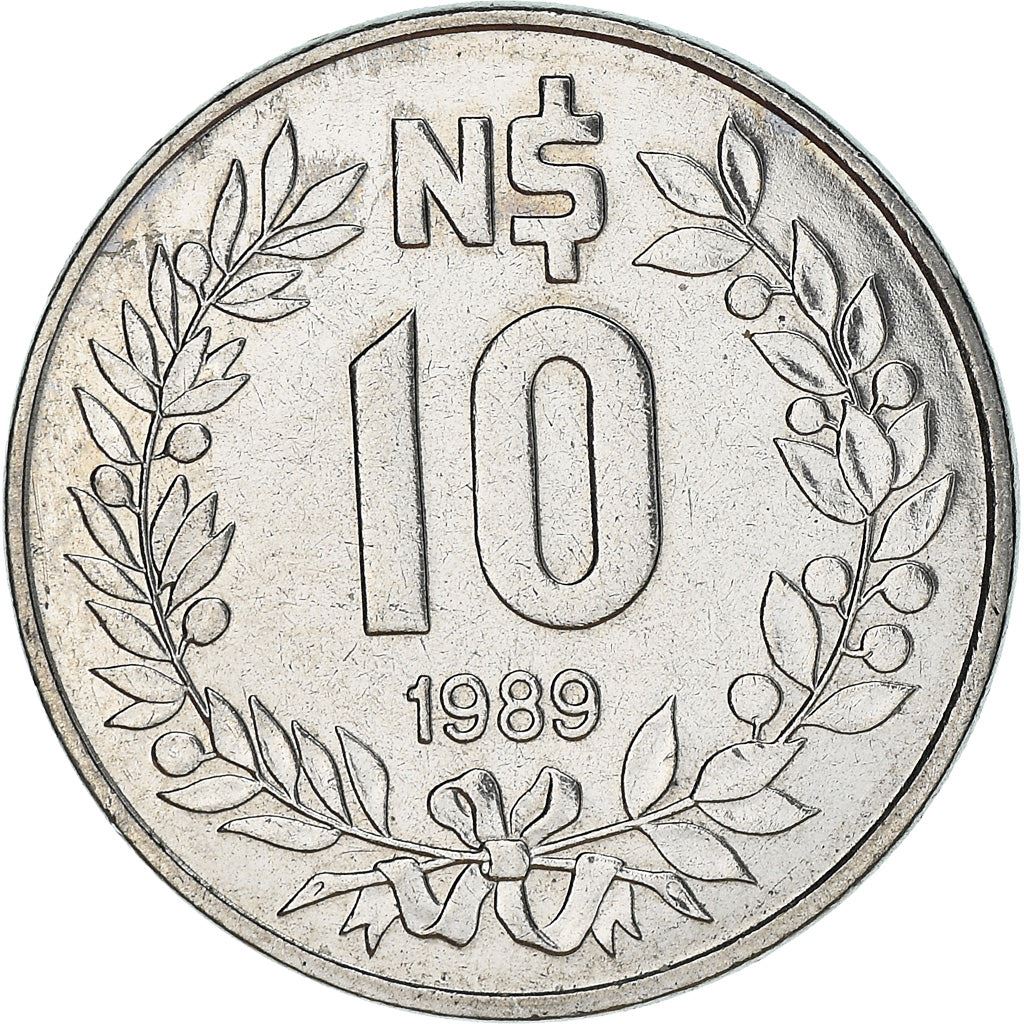 Uruguay | 10 Nuevos Pesos Coin | Radiant sun | Km:93 | 1989