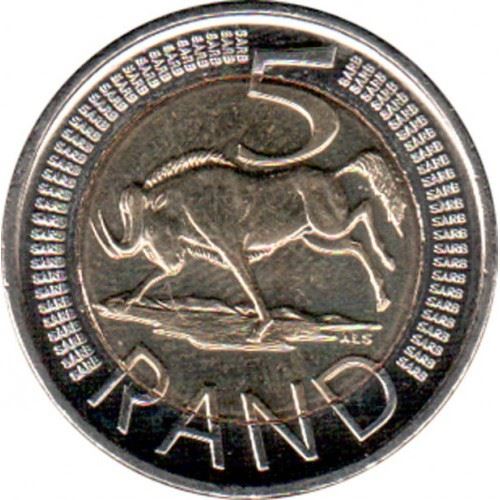 South Africa | 5 Rand Coin | Animals | Wildebeest | Gnu | Km:346 | 2019