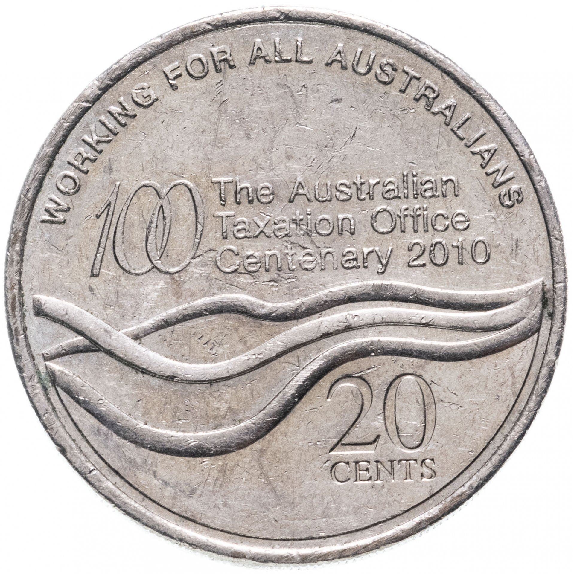 Australia | 20 Cents Coin | Anniversary of the Taxation Office | KM:1513 | 2010