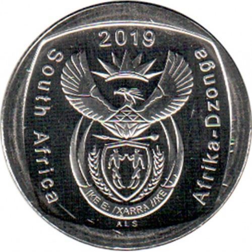 South Africa | 2 Rand Coin | Sun | Tree | Water | Fish | Environmental Rights | Km:695 | 2019