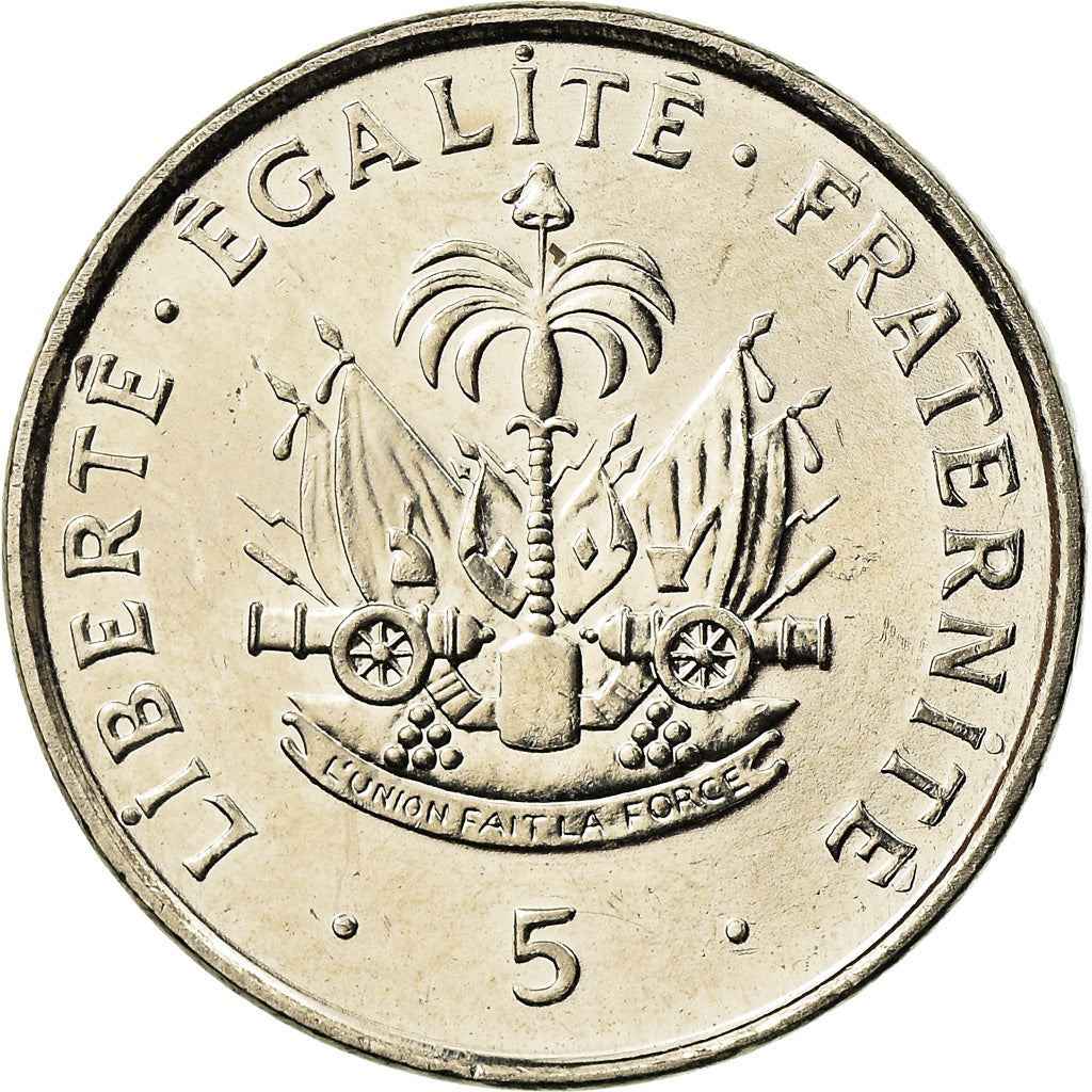 Haiti | 5 Centimes Coin | Charlemagne Peralte | Cannon | Km:154a | 1995 - 1997