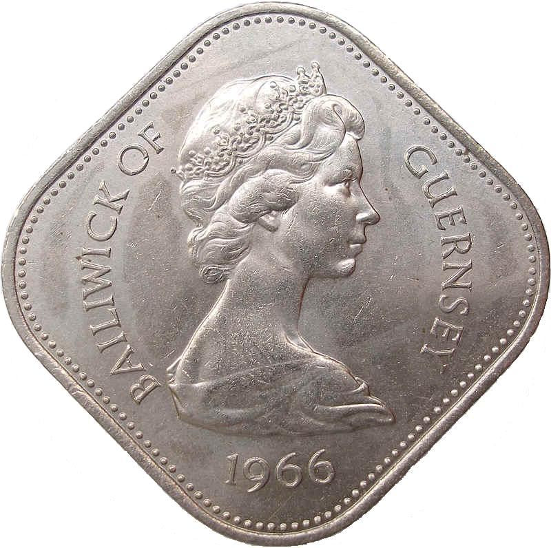 Guernsey 10 Shillings Coin | Queen Elizabeth II | King William I | KM19 | 1966