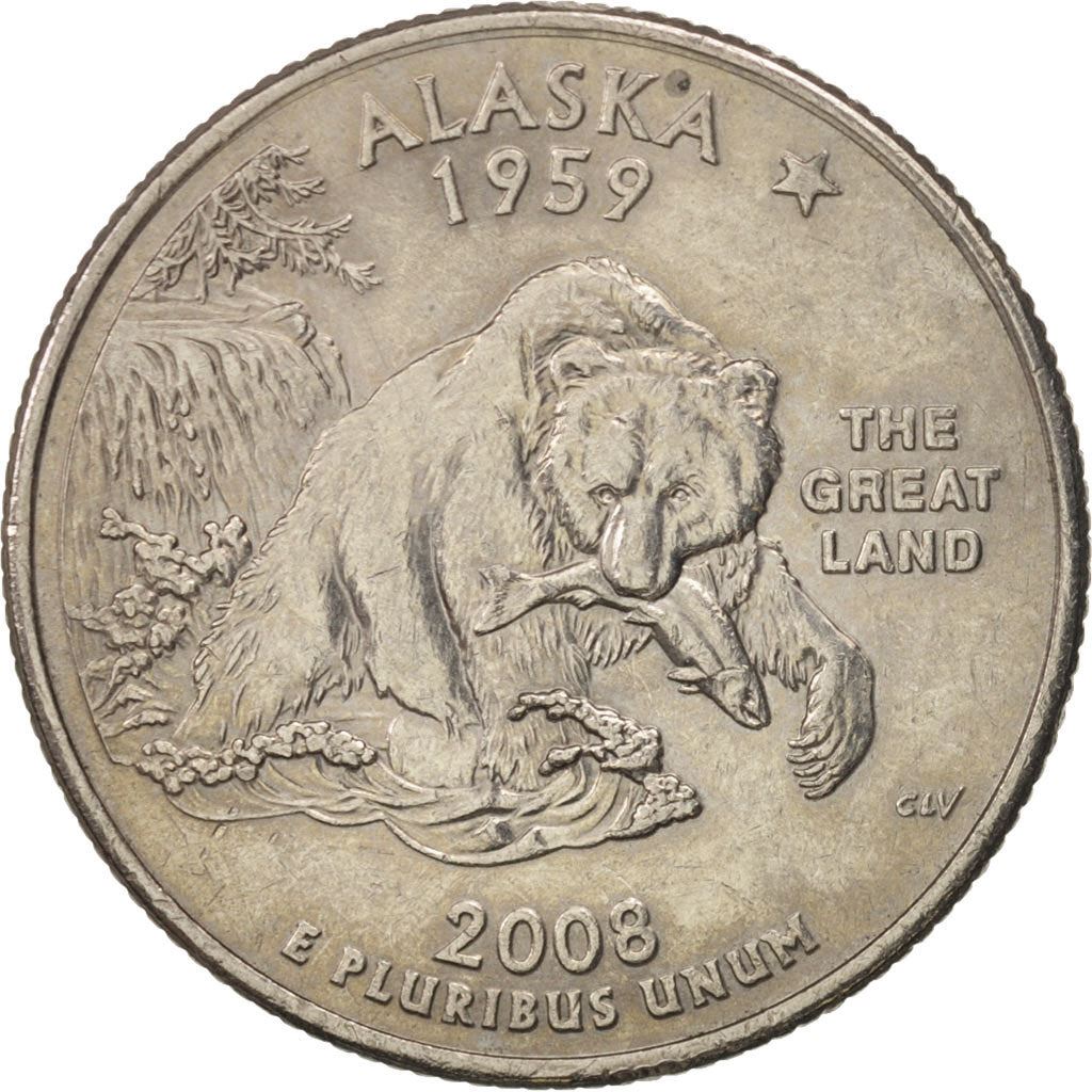 United States | 1/4 Dollar Coin | Alaska | Km:424 | 2008