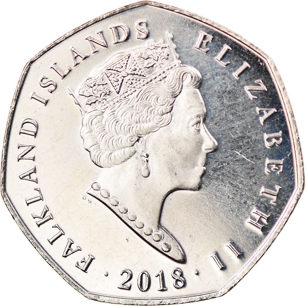 Falklandsöarna | 50 Pence Mynt | Gentoo-pingvin | Km:194.1 | 2018 - 2021