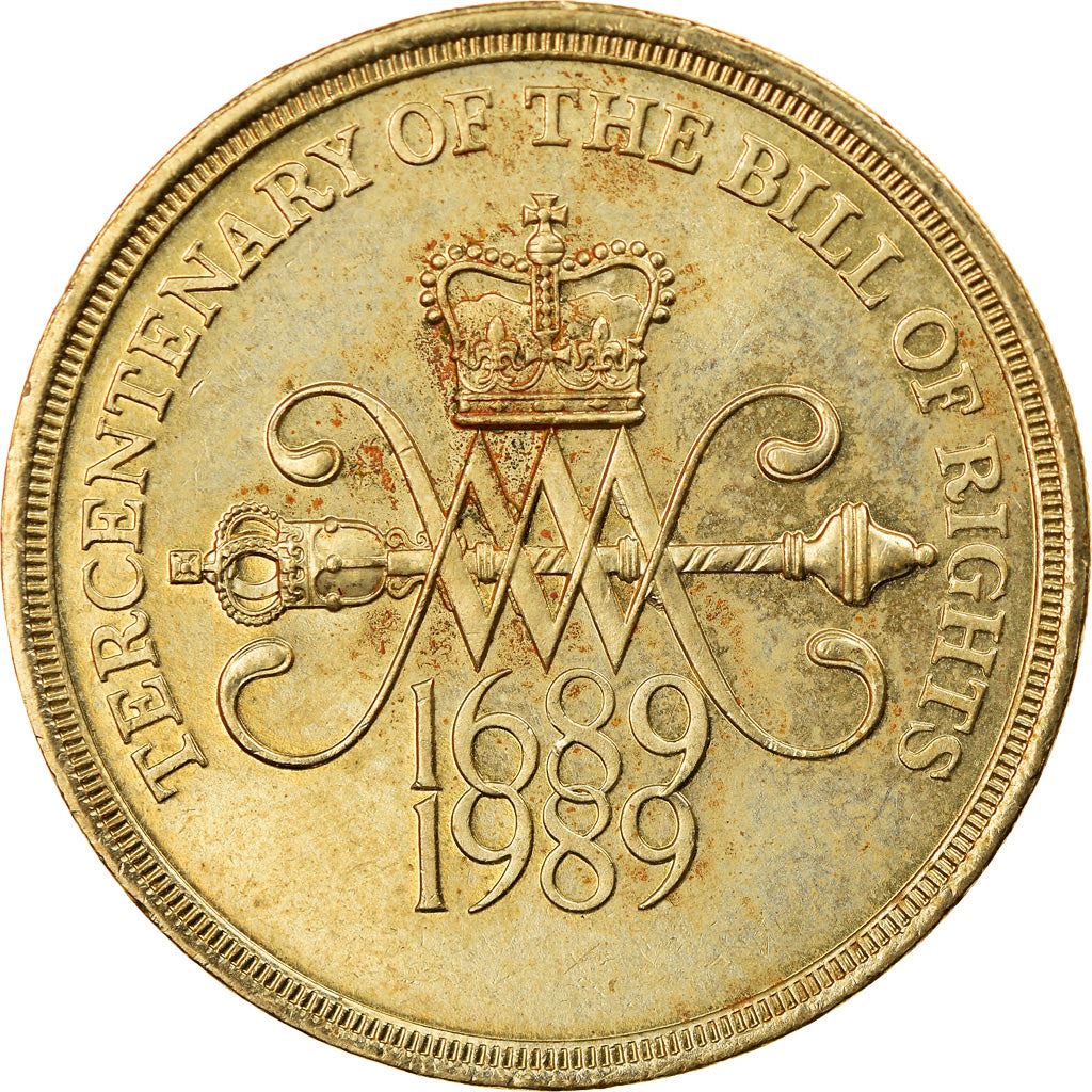 Moneta da 2 Sterline del Regno Unito | Gran Bretagna | Ritratto n. 3 della Regina Elisabetta II | Dichiarazione dei Diritti | 1989