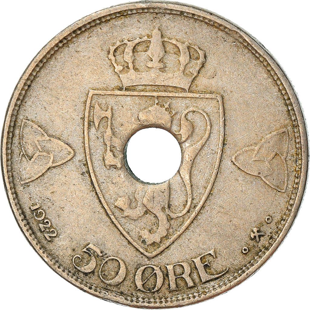 Norway 50 Ore Coin | Haakon VII Type 2 | KM379 | 1920 - 1923